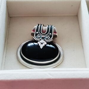 Elegant Black Onyx and 925 Sterling Silver Pendant